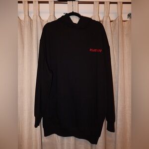 PLAYBOY Missguided Black Hoodie “dress” with Red Logo